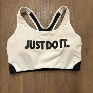 Nike White and Black 'Just Do It' Sports Bra